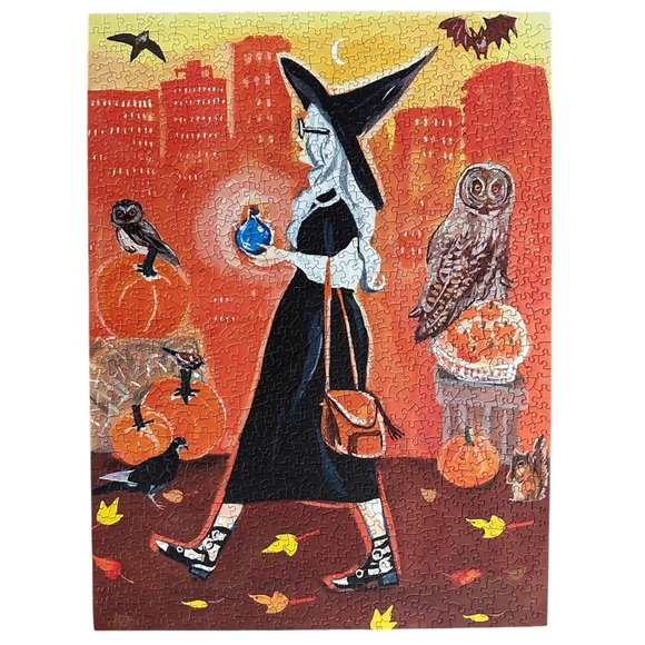 NY Puzzle Company - Village Witch 1000 Piece Halloween Jigsaw Puzzle - Picture 2 of 4